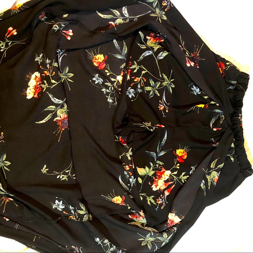 Black floral shorts and shirt combo